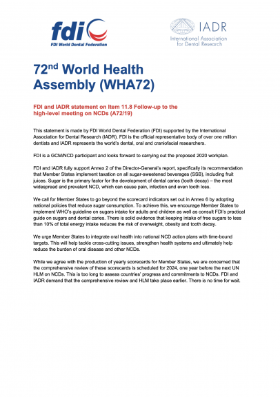 WHA72 - Follow-up to the high-level meeting on NCDs