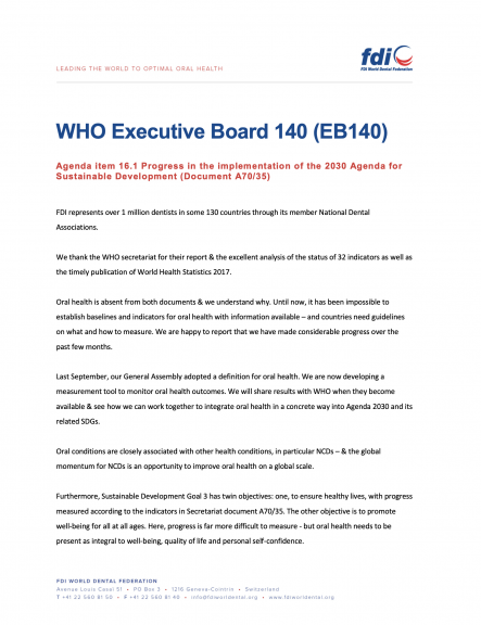 WHA70 - Progress in the implementation of the 2030 Agenda for Sustainable Development