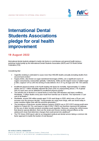 International Dental Students Associations pledge for oral health improvement
