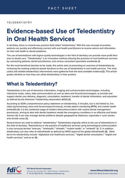 FDI Fact Sheet - Teledentistry 