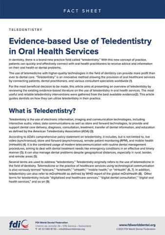 FDI Fact Sheet - Teledentistry 